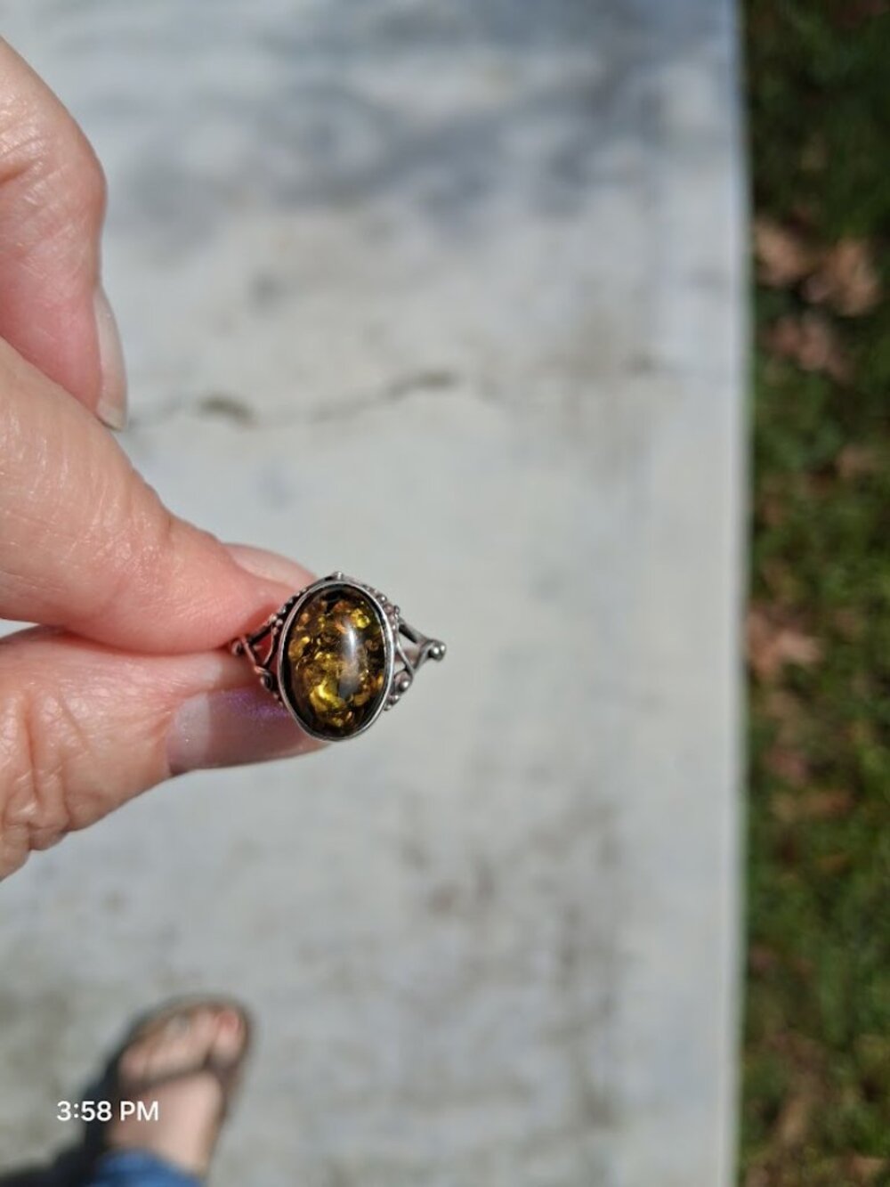 Vintage Amber 925 Sterling Silver ring